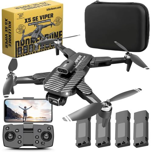 Checarzhn--No1-Killerbee X5 Se Viper - Drone Avec Double Caméra - Convient Aux Enfants Et Aux Adultes - Moteurs Sans Balais - Combo Ultra Fly More - 53 Minutes De Temps De Vol - Avec Sac Et 4 Batteries !-Killerbee Rc