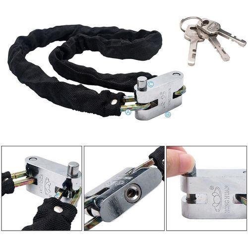 CHECARZHN--NO1-Chaîne De Vélo Résistante Avec Cadenas À Goupille Noir Pour Vélo De Montagne Et Autres Objets De Valeur
