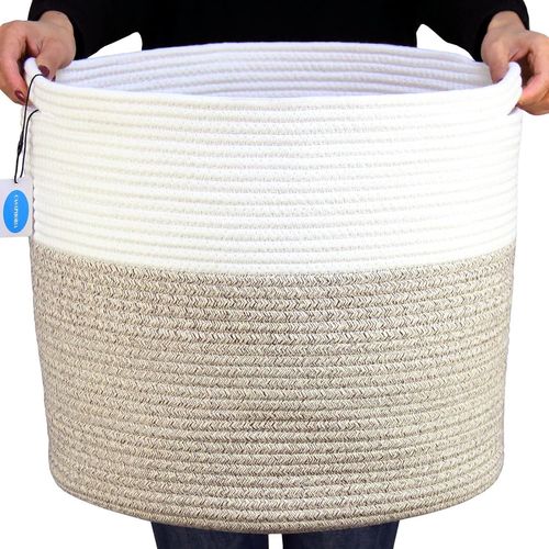 CHECARZHN--NO1-Grand Panier À Linge En Corde De Coton 40,1 X 40,1 X 35,1 Cm - Panier À Linge Tissé (Lot De 1)