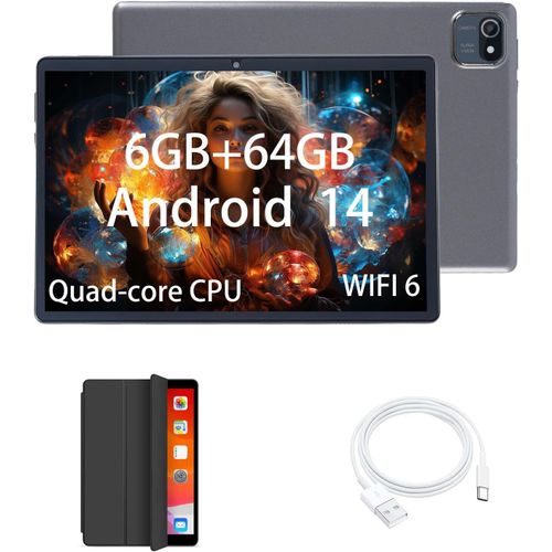 CHECARZHN--NO1-Tablette Enfant 10 Pouces Android 14 - Rebeat A5 Processeur Quad-Core 1,6 Ghz, 6 Go De Ram, 64 Go De Rom Extensible Jusqu'À 1 To, Écran Tactile Lcd Hd 1280 X 800, Double Caméra, Wi-Fi 6.0, B