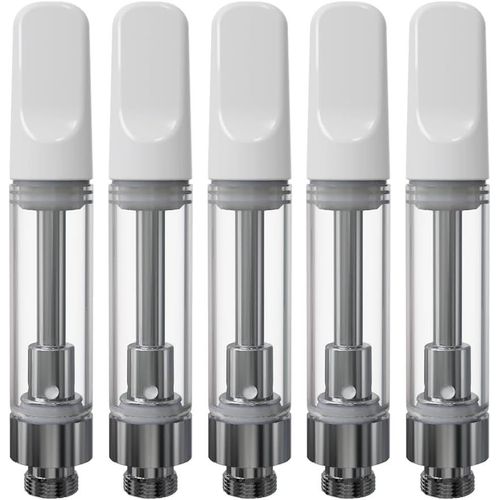 Checarzhn--No1-Cartouches Cbd, 1.0ml ¿ Pack De 5, Filetage 510, Acier Inoxydable De Qualité Alimentaire 304, Atom Urs, Cartouches Pour Huile De Cbd, Huile De Chanvre Et E-Liquide, Sans Nicotine(Blanc)