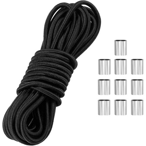 CHECARZHN--NO1-6 Mm X 10 M Tendeur Elastique Noir Cordon Corde Elastique Pour Bache Sangle Résistant Sandow Pour Bache Piscine, Bâche De Remorque Auvent Cordon Elastique Rond Extensible En Caoutchouc Latex