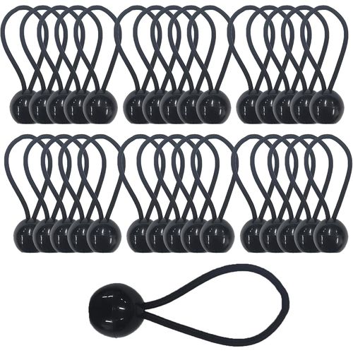 CHECARZHN--NO1-30Pcs Tendeur Elastique Avec Boule, Sandow Elastique, Tendeur Bache Pour Bannière, Pavillon, Bâche, Camping, Tente, Rideaux Harnais DExtension, Épaisseur 4Mm Très Fort (30)