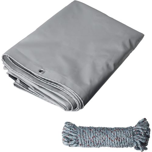 CHECARZHN--NO1-Bâche De Protection Avec Oeillet Et 10M Ficelle Bâche Multifonctions Pour Camion Meubles Auvent Imperméable Résistant À La Déchirure 420 G/M² (Gris, 2 X 3 M)