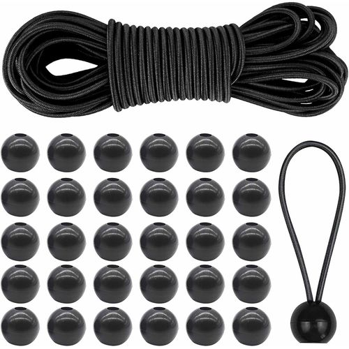CHECARZHN--NO1-Tendeur Sandow Elastique,4 Mm X 10 M Cordon Elastique En Caoutchouc Avec 30 Boules,Corde Elastique Pour Bache Pour Bannière,Pavillons,Tentes,Camping Et Canotage Accessoires Diy Noir