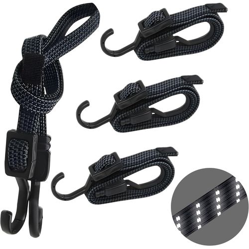 CHECARZHN--NO1-Lot De 4 Sangles De Tension En Caoutchouc De 100 Cm,Extensibles À Large Bande Réglables,Tendeurs Élastiques Réglables Avec Crochets Métalliques,Pour Voitures,Vélos Et Activités De Plein Air
