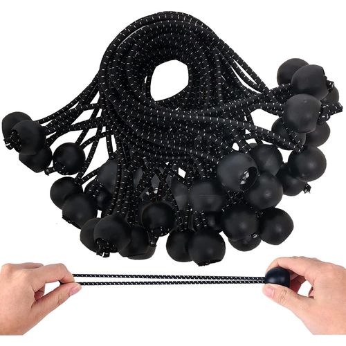CHECARZHN--NO1-Lot De 25 Tendeurs En Caoutchouc Avec Boule - Noir - Pour Tente, Bâche, Bannières - 15 Cm