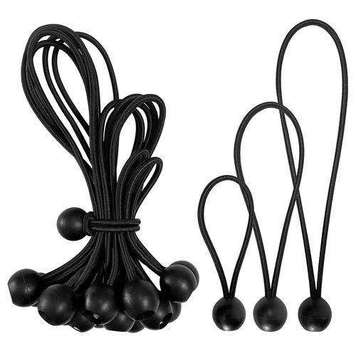 CHECARZHN--NO1-Lot De 15 Tendeurs En Caoutchouc Avec Boule De 10 Cm + 15 Cm + 20 Cm + 15 Cm + 20 Cm - Tendeur En Caoutchouc Pour Bannières,Boucles D'Extension, Tendeurs De Bâche, Tente En Caoutchouc (Noir)