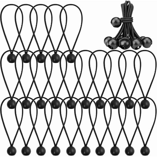 CHECARZHN--NO1-Lot De 25 Tendeurs De Bâche Avec Boule De 15 Cm, Tendeur En Caoutchouc, Boucle En Caoutchouc Pour Tentes, Bâches, Bannières, Affiches, Sangle Caoutchouc De Tente, Caoutchouc De Bâche