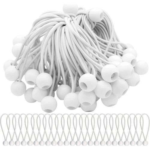 CHECARZHN--NO1-Lot De 75 Tendeur Elastique Cordons Élastiques Avec Boules Sandow Elastique Boules Elastiques Pour Chapiteaux, Tentes, Bannières Et Bâches