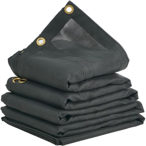 CHECARZHN--NO1-Bâche En Maille Pour Camion À Benne Basculante 2,1X4,3 M Revêtement Pvc Noir Avec Double Poche ?illets En Laiton Sangle Renforcée Double Couture Pour Camion À Benne Basculante Manuel, Électr