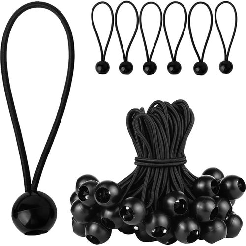 CHECARZHN--NO1-Pack De 30 Tendeurs En Caoutchouc Avec Boule, Tendeur De Bâche, Tendeur En Caoutchouc De Tente, Caoutchouc De Tension Court, Tendeur En Caoutchouc De Tente Avec Boule Pour Bâches (15 Cm Noir