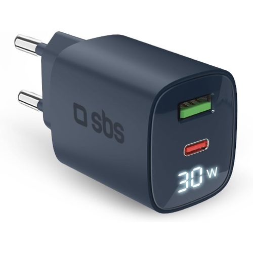 Checarzhn--No1-Chargeur Multiport 30w Avec Écran Lcd, 1 Port Usb-C Et 1 Usb-A, Pr Européenne, Power Delivery, Idéal Pour Smartphones Android, Iphone, Tablette, Macbook