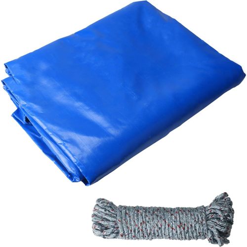 CHECARZHN--NO1-Bâche De Protection Avec Oeillet Et 10M Ficelle Bâche Multifonctions Pour Camion Meubles Auvent Imperméable Résistant À La Déchirure 420 G/M² (Bleu, 2 X 2 M)