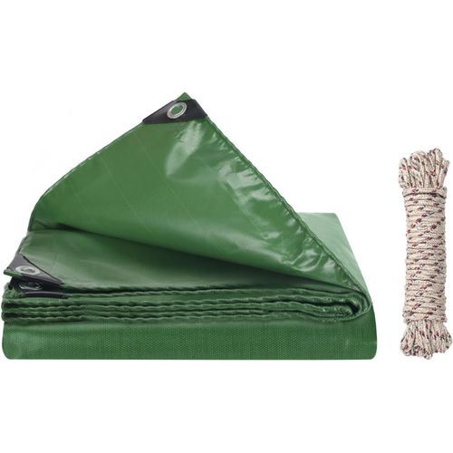CHECARZHN--NO1-Bâche De Protection Avec Oeillet Et 10M Ficelle Bâche Multifonctions Pour Camion Meubles Auvent Imperméable Résistant À La Déchirure 420 G/M² (Vert, 2 X 1 M)