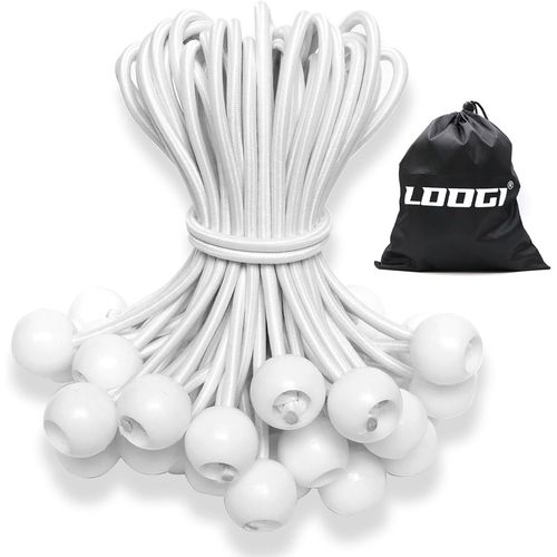 CHECARZHN--NO1-Vevik Lot De 50 Tendeurs En Caoutchouc Avec Boule, 20 Cm, Pour Bâches, Tentes, Bannières, Filets, Pavillons, Blancs