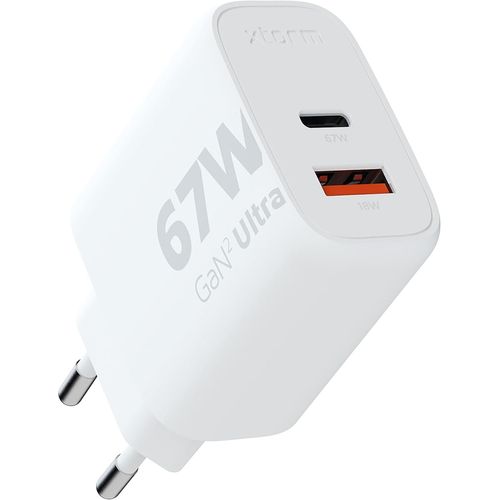 Checarzhn--No1-Chargeur 67w Gan2 Ultra, Technologie Gan, Usb-C Et Usb-A, Power Delivery, Plastique Recyclé Grs - Blanc