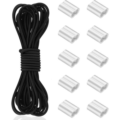 CHECARZHN--NO1-Corde Élastique 8Mm X 10M, Expander Corde Noire 8Mm, Corde Elastique Résistante, Corde À Tension Pour Remorque Bâche Camping Bateau Avec 10 Pinces De Serrage