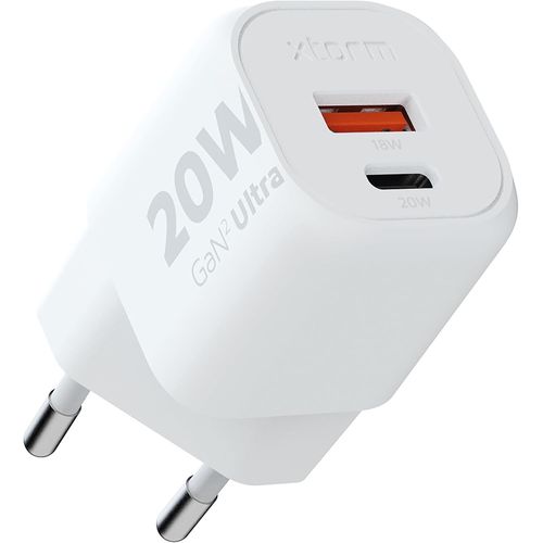 Checarzhn--No1-Chargeur 20w Gan2 Ultra, Technologie Gan, Usb-C Et Usb-A, Power Delivery, Plastique Recyclé Grs - Blanc
