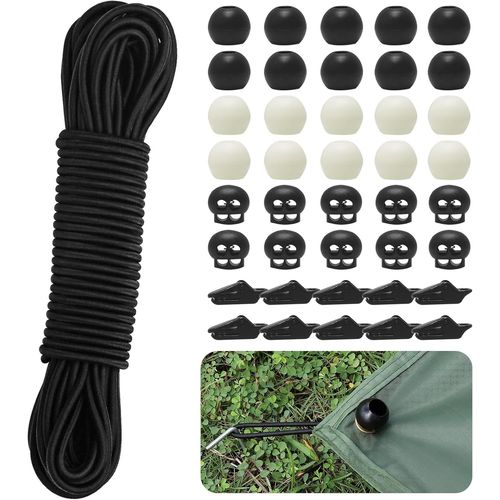 CHECARZHN--NO1-Sangles Élastiques Avec Boule, Cordon En Caoutchouc Noir De 4 Mm X 15 M Pour Bracelets Avec Boule, Tendeur De Bâche Avec Accessoires De Balle
