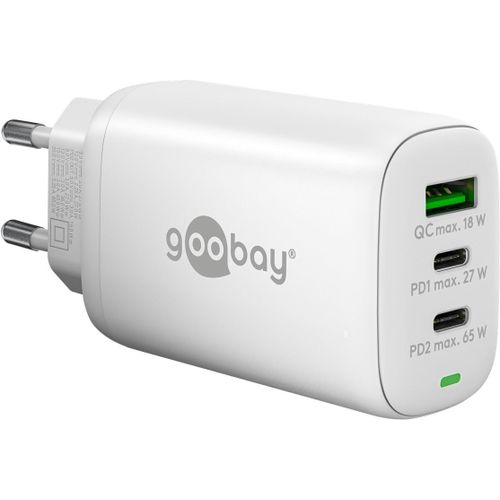 CHECARZHN--NO1-65408 Chargeur Usb C Alimentation 65W Power Delivery Pd Chargeur Rapide/Iphone/Android/Usb-C & Usb-A 3 Ports Mini Adaptateur Pour Pr De Courant/Blanc