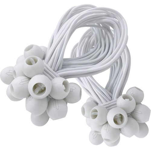 CHECARZHN--NO1-50 Tendeurs Elastique Avec Boule Pour Remorque, Bache, Camping, Pavillon, Rideaux, Tente Etc. | Petit Sandow Corde Élastique En Blanc