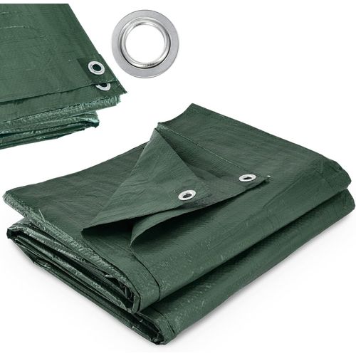 CHECARZHN--NO1-Bâche Imperméable En Polyéthylène Et Polypropylène 90G/M2, Bache De Protection Robuste Avec Oeillets En Métal Résistant (Vert, 3 X 3 M)