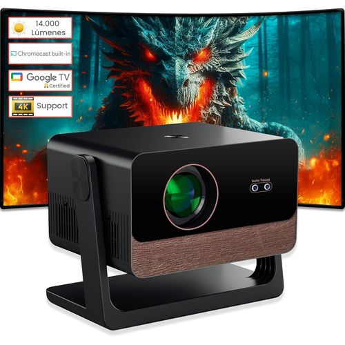 CHECARZHN--NO1-Projecteur 4K, Gtv1000, Googletv Certifié Pour Net-Flix, Primevideo, D+, M+, , You-Tube, Free Style, Home Cinéma, 14 000 Lumens, 450 Ansi, Auto Keystone, Keystone 4D, Zoom, Wifi6