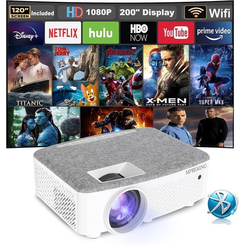 CHECARZHN--NO1-Videoprojecteur, Videoprojecteur Wifi Bluetooth, 7500 Lumen Mini Projecteur Supporte 1080P Full Hd, Home Cinéma Projecteur Avec 200¿