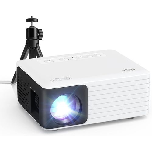 CHECARZHN--NO1-Mini Projecteur Avec Trépied, Vidéoprojecteur 1080P Full Hd Supportée 720P Natif, Rétroprojecteur Portable Led Pour Home Cinéma, Compatible Avec Smartphone Hdmi Usb Firestick (Black)