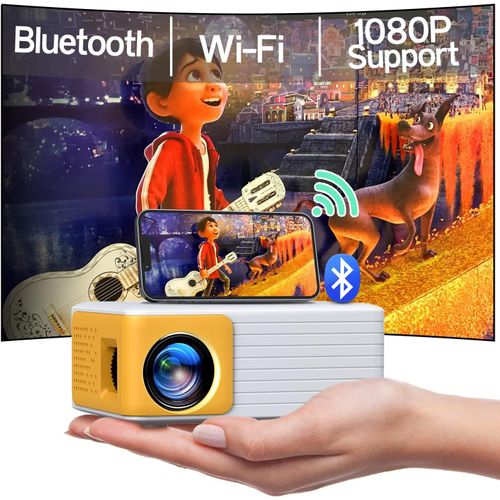 CHECARZHN--NO1-Videoprojecteur Wifi Bluetooth - Mini Projecteur Portable Video Full Hd 1080P Soutien, 200 Pouces,Zoom 50% Retroprojecteur Home Cinéma Compatible Avec Ios/Android/Hdmi/Tv Stick/Usb
