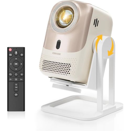 CHECARZHN--NO1-Mini Projecteur 4K 1080P Full Hd, Android Os, Smart Vidéoprojecteur Rotatif 360°, 450Ansi, Wifi6/Bt5.2, Autofocus& Auto Keystone, Vidéoprojecteur Portable Pour Home Theater/Outdoor Bes