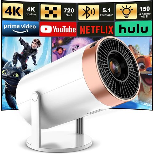 CHECARZHN--NO1-Videoprojecteur Mini Projecteur 4K Portable Projecteur Video 1080P Full Hd Supporté Avec Android 13 Wifi 6 Bt5.2 Retroprojecteur Pour Téléphone Pc Lap Tv Hdmi Home Cinéma