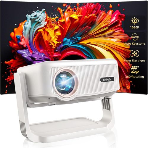 CHECARZHN--NO1-Videoprojecteur, Auto Verticale Keystone/Focus Électrique /360°Rotating, 1080P Hd 22000Lux Projecteur Video, Avec Wifi6, Bluetooth Retroprojecteur Portable Pour Home Cinéma/Firestick/H
