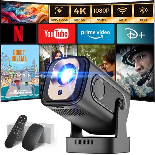 CHECARZHN--NO1-Vidéoprojecteur 2025 [Auto Focus & 1080P Natif & Apps Intégréess] Rétroprojecteur 4K Auto Correction Wifi 6 Bt 5.4 Mini Projecteur Portable Compatible Avec Hdmi/Tv Stick/Memory Stick/L