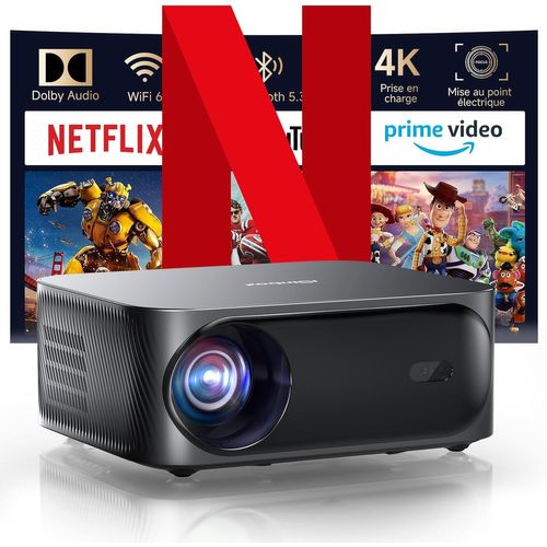CHECARZHN--NO1-Videoprojecteur 4K Certifié Netflix & Dolby Audio | 30000 Lumens, Wi-Fi 6 & Bluetooth | Fhd 1080P, Autofocus Électrique, Keystone 4P, Zoom 100¿50% | Portable, Intérieur & Extérieur
