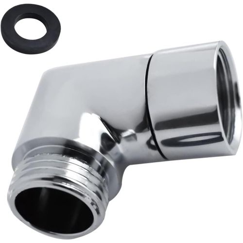 KGABERY-Rallonge De Pommeau De Douche À 90 Degrés-Adaptateur De Tuyau De Douche-Raccord Articulé Pour Douche À Effet Pluie-Accessoire Avec Rondelles-1/2"-Mobile-Argent