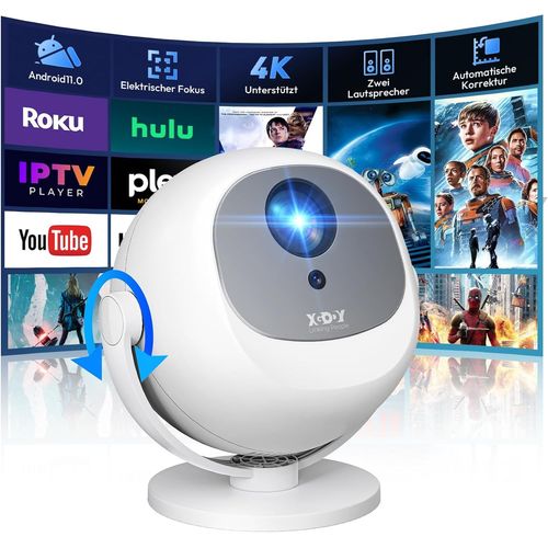 CHECARZHN--NO1-Vidéoprojecteur Portable, Native 720P Mini Projecteur Soutien Hd 4K 1080P Correction Trapézoïdale Wifi6 Video Projecteur Compatible Hdmi/Ps5/Tv Stick Home Cinéma (Basique)