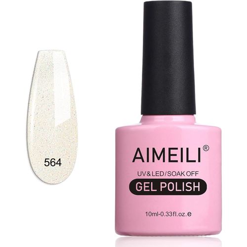 Vernis Gel Semi Permanent Transparent Nu Pailleté Shimmer, Vernis À Ongles Gel Uv Led Nail Polish Soak Off Manucure Salon Longue Durée Varnish 10ml(564) 