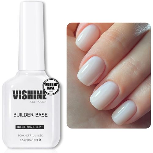 Rubber Base 5 En 1 Rubber Builder Blanc Laiteux, 16ml Milky White Vernis Semi-Permanent Gel Vernis À Ongles Uv Led Gel Polish Renforcement Et Réparation De Manucure Nail Art #061 