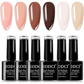 Vernis Gel Uv Semi Permanent Nude Rose Pale Brown Vernis Semi Permanent 6 Couleurs 7.5ml Uv Led Gel Nail Polish Soak Off Uv/Led Cadeau Non Toxique Et Durable Pour Starter Nail Art Salon Diy Home 