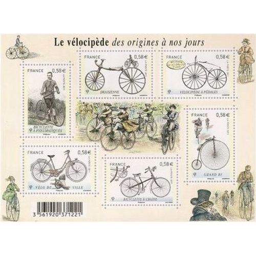 France 2011, Tres Beau Bloc Feuillet Neuf** Luxe Le Vélocipède Des Origines À Nos Jours, Timbres 4555 Draisienne 4556 Velocipède À Pédales 4558 Grand Bi 4557 4559 Bicyclettes Et 4560 Vélo De Ville.