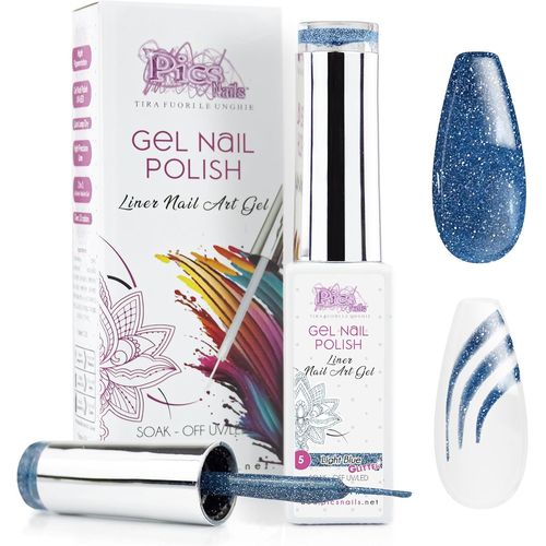 Vernis À Ongles En Gel Semi-Permanent Nail Art Uv/Led 10 Ml (5. Bleu Clair Pailleté) 