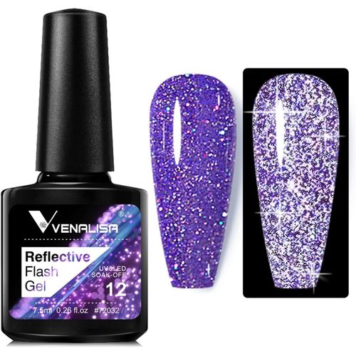 Vernis Semi Permanent Pastel Violet Pailleté Reflechissante Gel Polish Uv Led Soak Off Paillettes Réfléchissant Brillant Nail Art Vernis À Ongles 