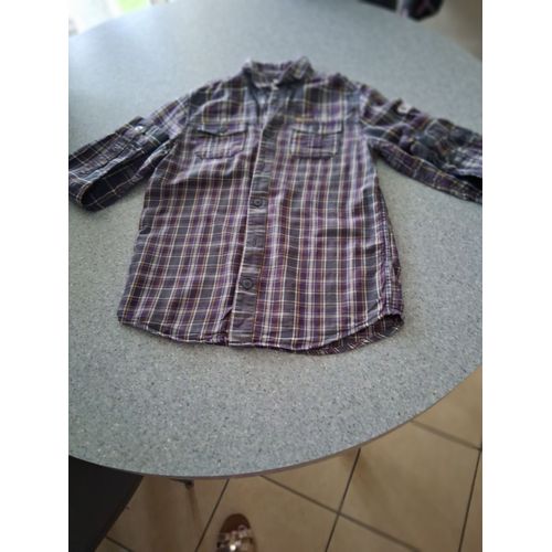 Chemise À Carreaux Violet Et Vert "T- 12 Ans" " Liberto" Garçon