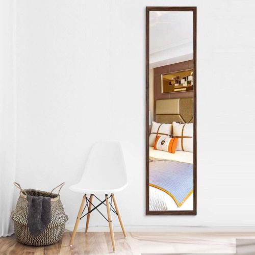 Miroir Mural Sur Pied 120x30 Cm Hd Miroir Avec Cadre Avec Crochet Pour Salon, Chambre Ou Dressing (Noir)