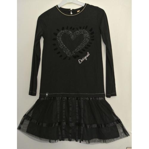 Robe Desigual Noir Superbe Manches Longues 11 -12 Ans