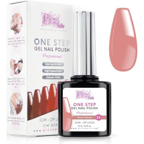 Vernis Semi Permanent Uv/Led One Step 12 Ml - Nectar De Pêche - Effet Ongles Foncés Mais Très Brillants Avec Ou Sans Base Et Top Coat 