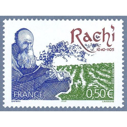 France 2005, Très Beau Timbre Neuf** Luxe, Yvert 3746, 950ème Anniversaire De La Mort De Rachi, Théologien Juif Et Vigneron Dans La Marne.