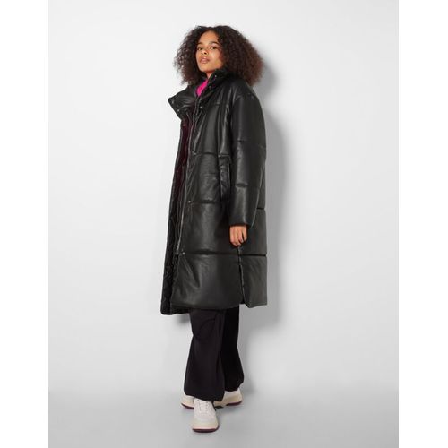  Manteau Long Matelassé Similicuir Femme S Noir